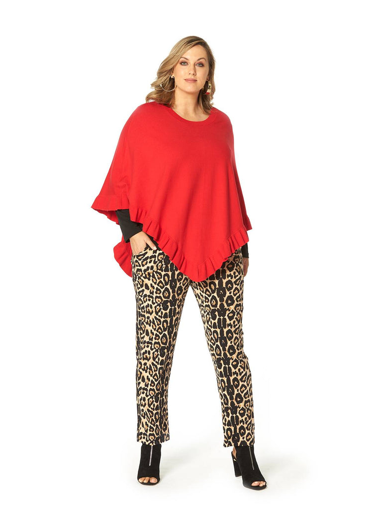 FRILLED PONCHO RED