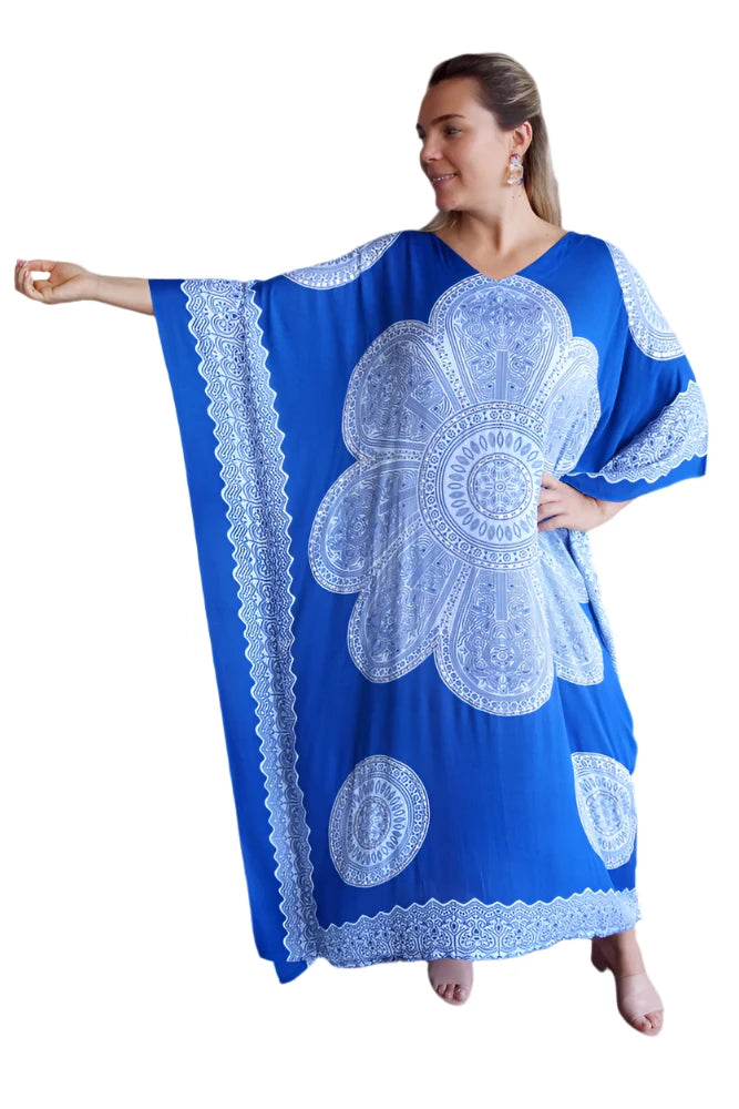Blue Tiles Button Kaftan