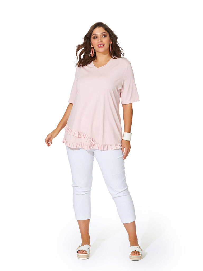 BLUSH FRILL TEE PALE PINK