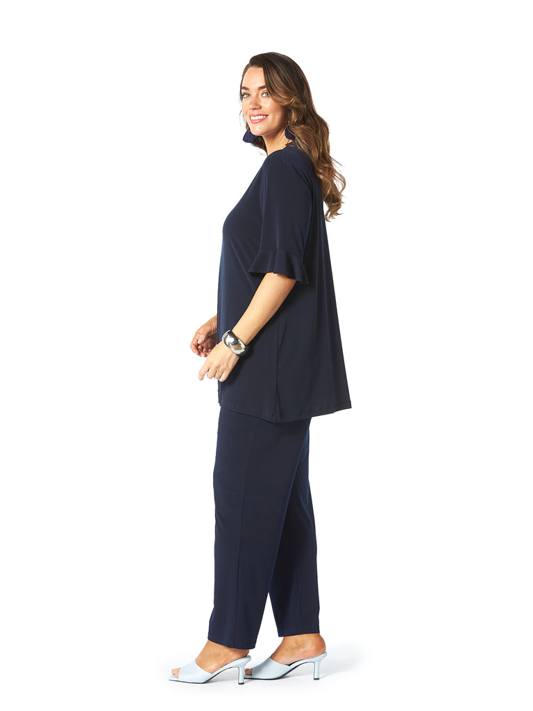 CLASSIC FRILL SLEEVE TOP NAVY