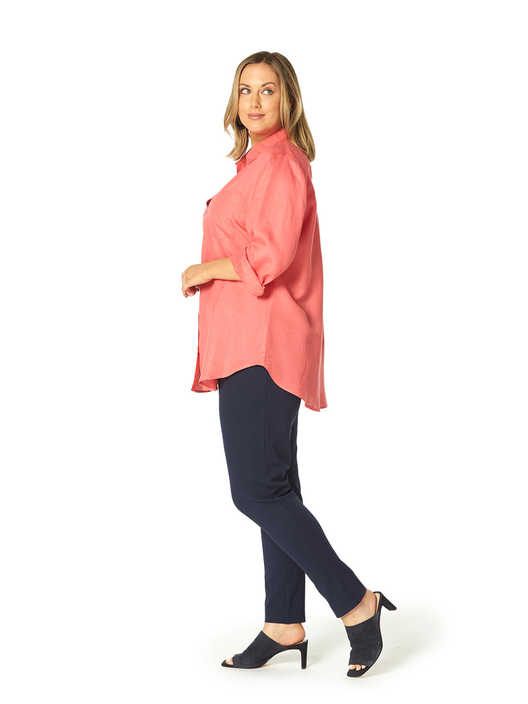 GET AWAY LINEN SHIRT CORAL