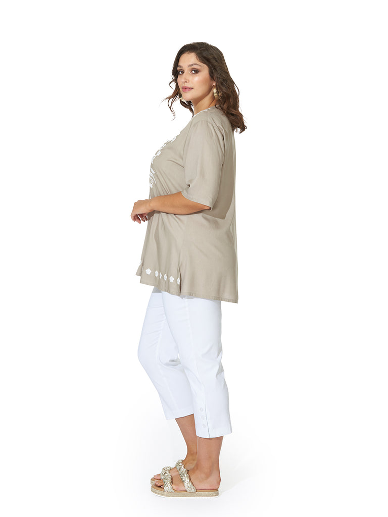 SANDY BAY BUTTON TUNIC TAUPE