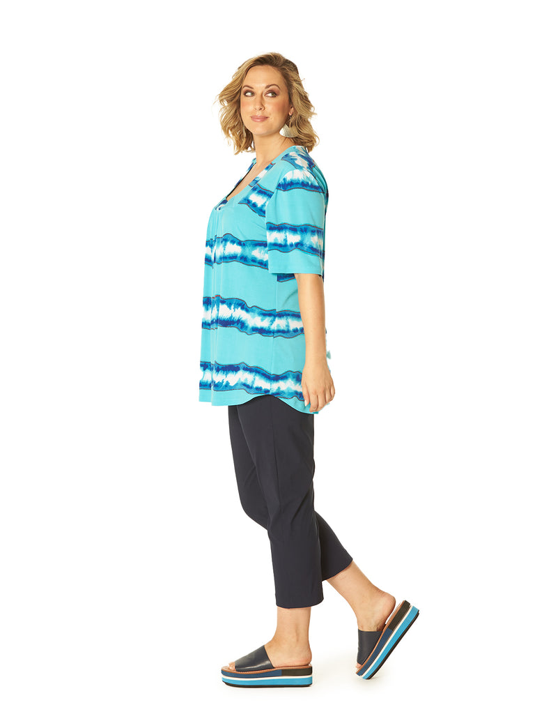 UNDER THE SEA SQUARE NECK TOP TURQUOISE