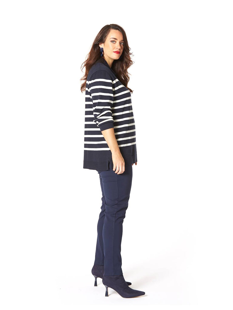 STRIPED POLO JUMPER NAVY