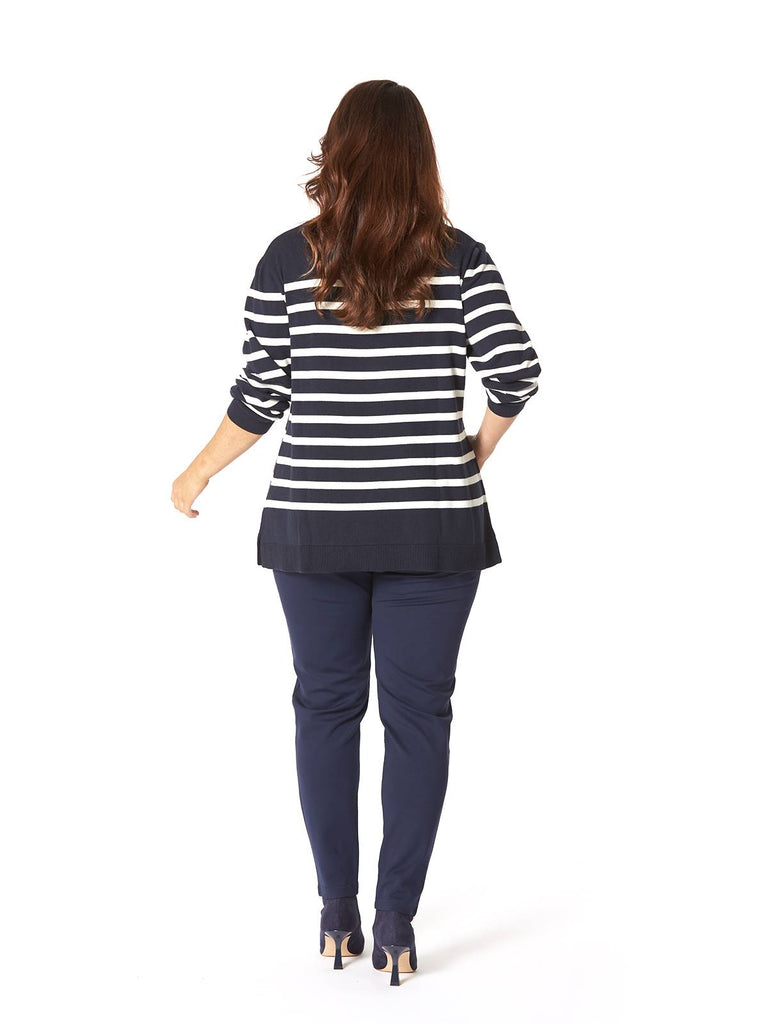 STRIPED POLO JUMPER NAVY