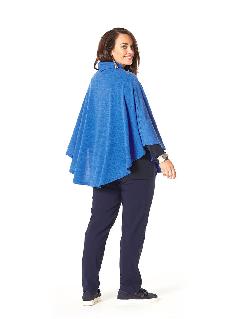 BLUES BOUCLE PONCHO BLUE / S/M