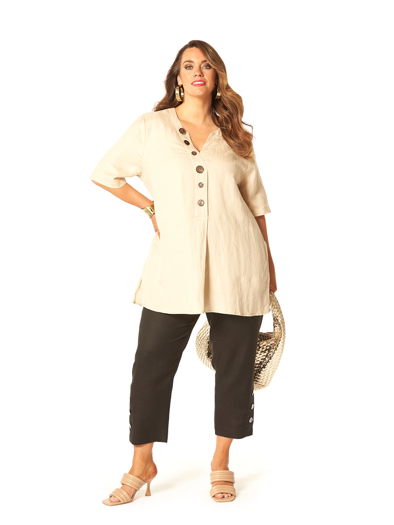 BUTTON TUNIC TAUPE