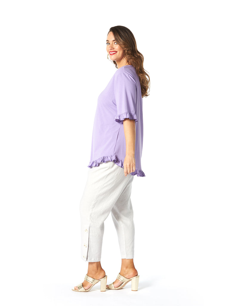 LILAC FRILL SLEEVE TOP LILAC