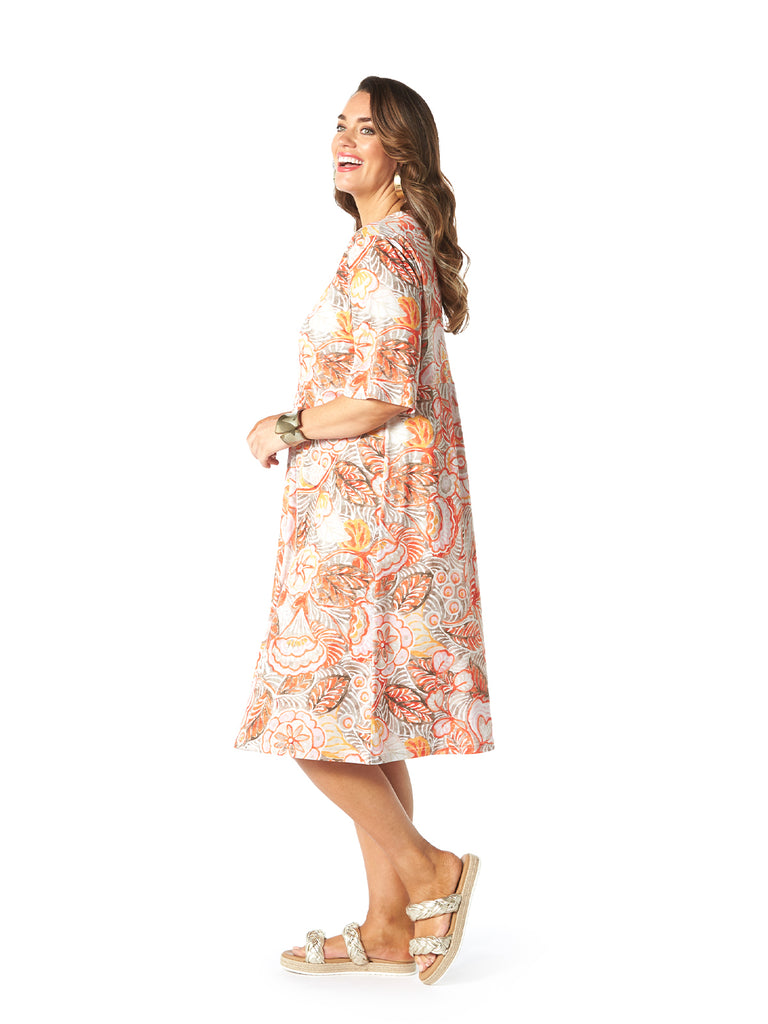 FLORIDA FLORAL DRESS ORANGE