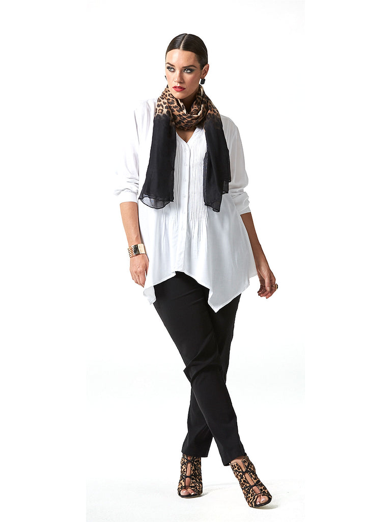 LEOPARD OBSESSION PLEATED SHIRT WHITE